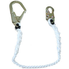 Peakworks V8151206 Fall Protection Restraint Lanyard with Rope Snap and Form Hooks 6 feet White