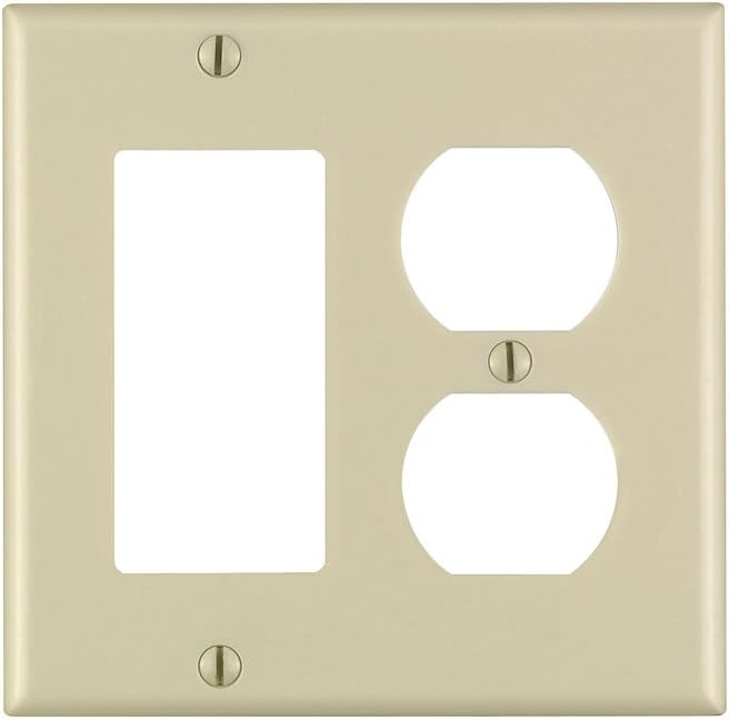 Leviton 80455-I 2-Gang Combination Wallplate 120 Volts Standard Size