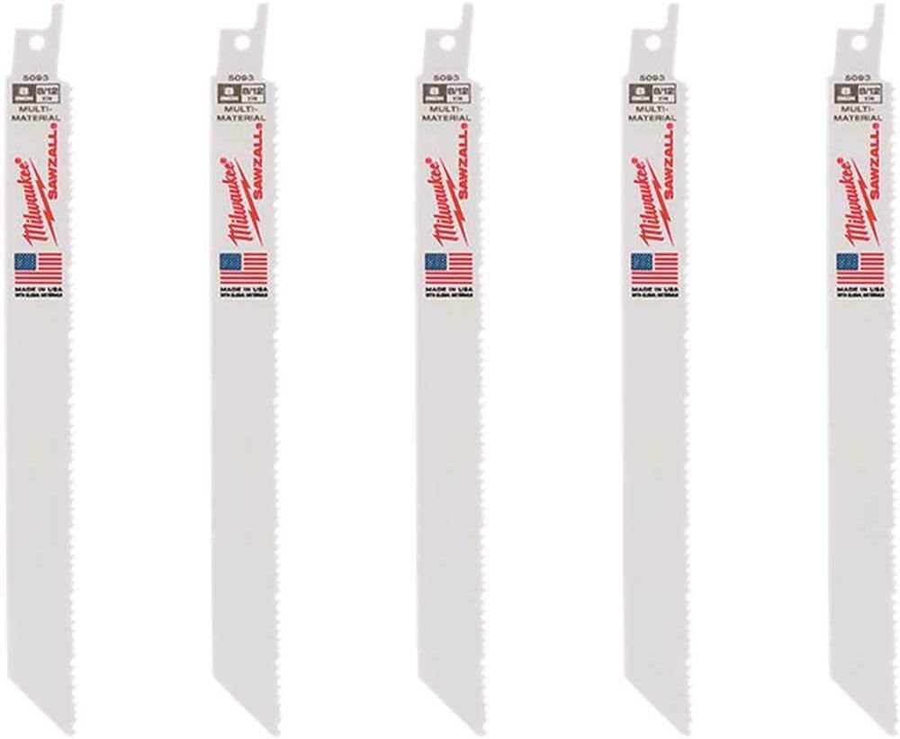 Milwaukee 48-00-5093 8 In. 8/12 TPI Sawzall Blades (5 Pack)