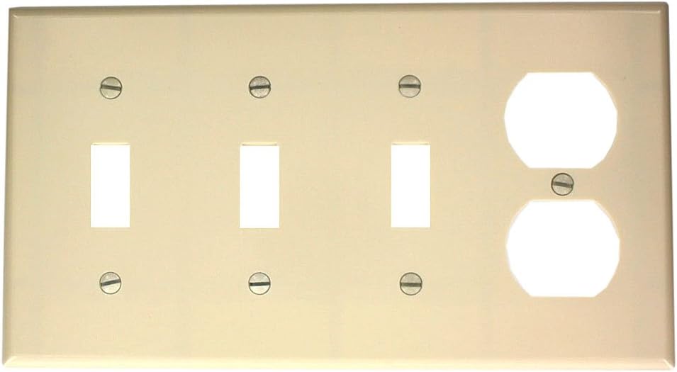 Leviton P38-T Combination Wallplate 4-Gang 3-Toggle 1-Duplex Standard Size