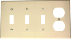 Leviton P38-T Combination Wallplate Standard Size 4-Gang 3-Toggle 1-Duplex Device Light Almond