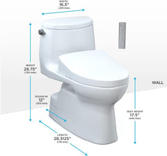 Toto MW6143056CEFG#01 Washlet+ Carlyle II One-Piece Elongated 1.28 GPF Toilet And Washlet+ S550E Contemporary Bidet Seat