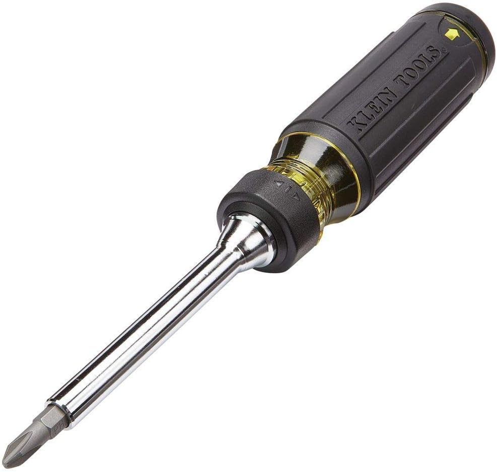 Klein Tools 32305 Multi-bit Ratcheting Screwdriver 15-in-1 Tool Phillips Slotted Square Torx Combo Bits 1/4-Inch Nut Driver