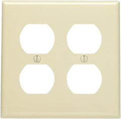 Leviton 80716-I 2-Gang, 2-Duplex, Receptacle Wallplate, Standard Size, Thermoplastic Nylon, Device Mount, Ivory