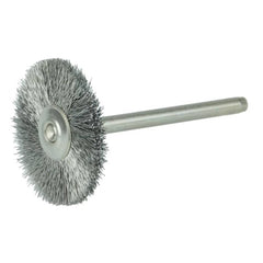 Weiler 26014 Miniature Stem-Mounted Wheel Brush 1 in Diameter 0.003 Stainless Steel Wire 1/8 Stem