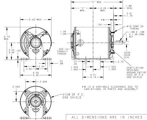 Marathon Motors K1412 1 Hp 208-230/460 3 Phase 56 Frame 1800 Rpm Electric Motor