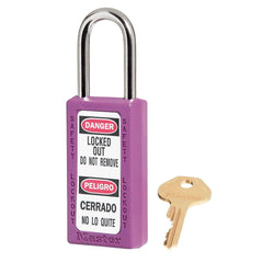 Master Lock 411PRP Purple Safety Padlock with Tall Xenoy Body, 1/4 x 1-1/2 Shackle Pack of 6