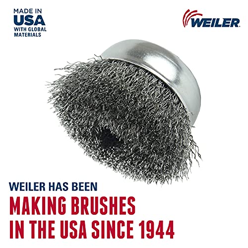 Weiler 13178 Crimped Wire Cup Brush 3-1/2 in Dia. Steel Wire Fill 3/8-24 UNF Nut Made in the USA