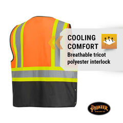 Pioneer V1020251U-2/3XL Safety Vest Tricot Polyester Interlock Zipper Front Closure 2/3X-Large