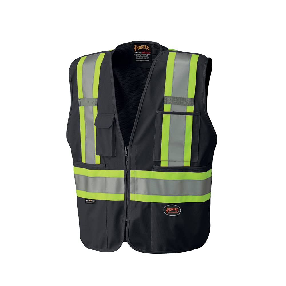 Pioneer V1021170U-L Hi-Vis Safety Vest StarTech Reflective Tape Snap Break Away 4 Pockets