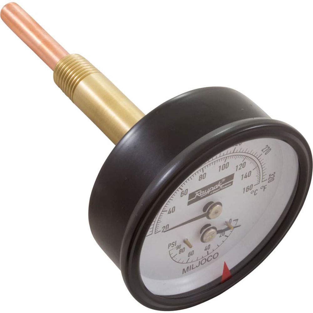 Raypak 007205F Temperature and Pressure Gauge 0-90 Psi