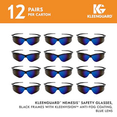 KimberlyClark 14481 KleenGuard V30 Nemesis Safety Glasses Blue Mirror Lens Black Frame