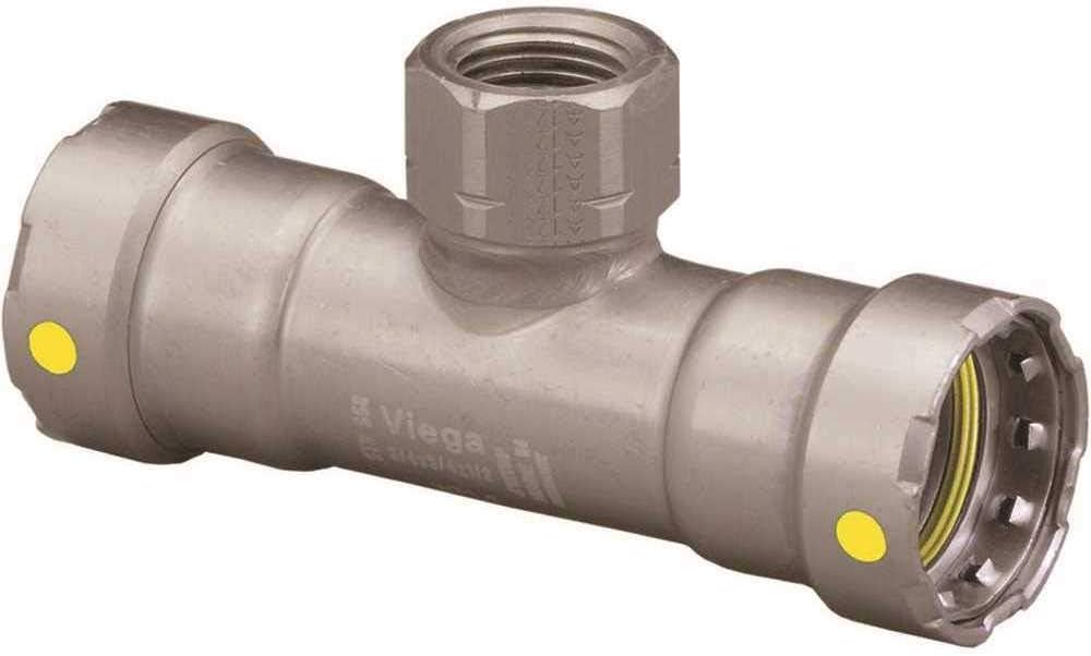 Viega MEGAPRESSG 25406 Carbon Steel Tee 125 PSI (3/4 Inch x 3/4 Inch x 1/2 Inch)