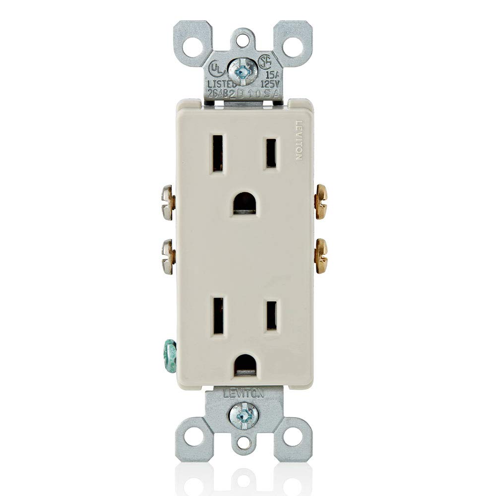 Leviton 5325-T Duplex Grounding Receptacle 15 Amp 125 Volt Residential Grade Light Almond