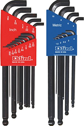 Eklind 13122 Stubby-Ball-Hex L-Key allen wrench Combo Inch/Metric 22pc Set