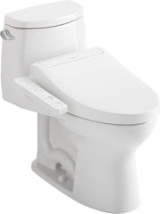 Toto MW6043074CEFG#01 Ultramax II One-Piece Elongated 1.28 GPF Toilet and Washlet C2 Bidet Seat, Cotton White