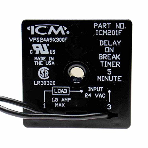 ICM Controls ICM201F Delay On Break Timer 5 Minutes Fixed with 6 Wire Terminals