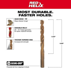 Milwaukee 48-89-2321 Cobalt Red Helix Drill Bit 3/8 Inch