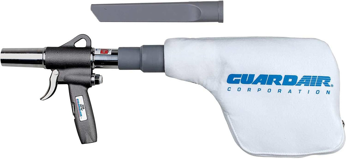 Guardair 1500 Gun Vac Pneumatic Gun Vacuum Cleaner Suction Kit with 9-Inch Crevice Tool and High Filtration Collection Bag