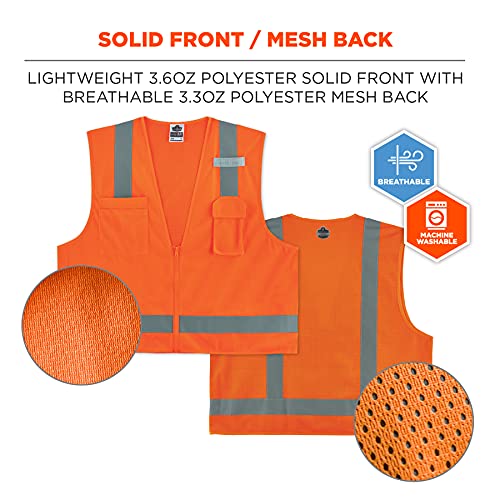 Ergodyne 24015 ANSI Economy Orange Surveyors Reflective Safety Vest Large/X-Large