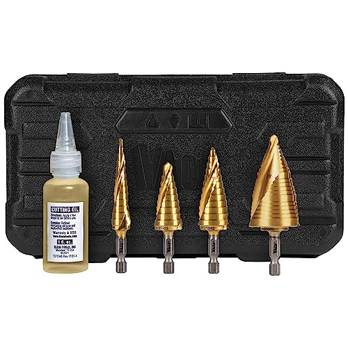 Klein Tools 25950 All-Purpose Step Bit Kit 4 PC Set Titanium Nitride Coating