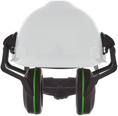 MSA 10190356 V-Gard Helmet Ear Defenders - Enhanced Comfort Hearing Protection Capsules with Helmet Mount for V-Gard Cap Style Hard Hats - Black/Green - Low Attenuation SNR: 28 dB