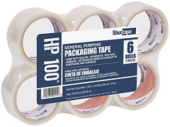 Shurtape 207141 Light Duty Hot Melt Packaging Tape 48mm x 50 Meters 6-Roll Pack