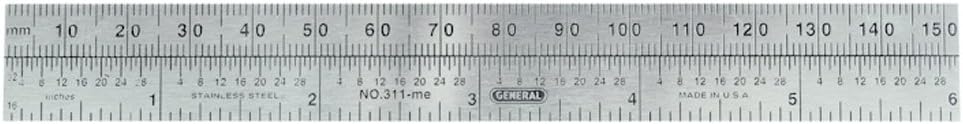 General Tools 311ME Metric/English Pocket Rule 6 Inches