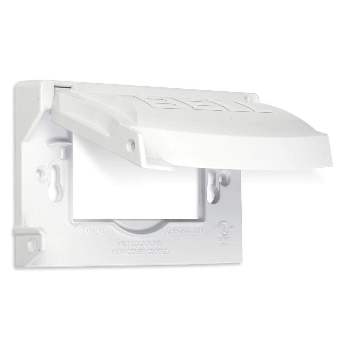 Bell MX1250W Flip Weatherproof Cover Universal Metal 12-in-1 Outlet Outdoor Receptacle Protector, 1-Gang, White