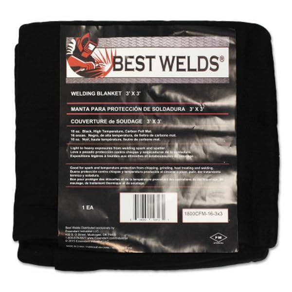 BEST WELDS 902-1800CFM-16-3X3 Welding Blanket, 3 ft x 3 ft, Carbon Fiber, Mat, Black, 16