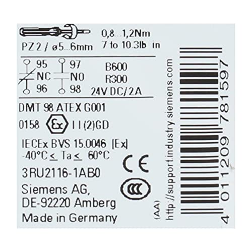 Siemens 3RU2116-1AB0 Overload Relay 1.1-1.6 AMP