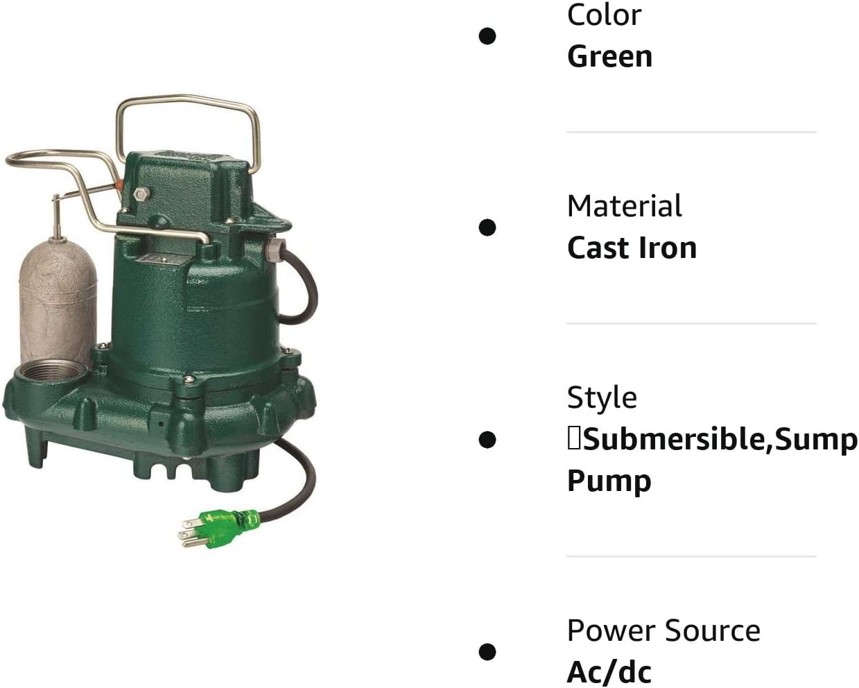 Zoeller 63-0001 Mighty-Mate Submersible Sump Pump 1/3 HP (Pack of 1)