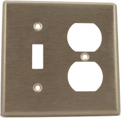 Leviton 84005 2-Gang 1-Toggle 1-Duplex Device Combination Wallplate, Standard Size, Device Mount, Stainless Steel