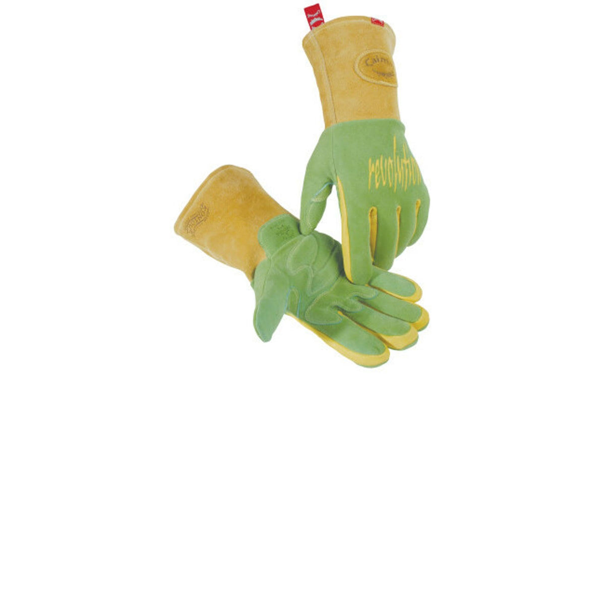 Caiman 1816-L Revolution Deerskin FR Foam Fleece Lined MIG/Stick Welding Gloves Large Green/Gold