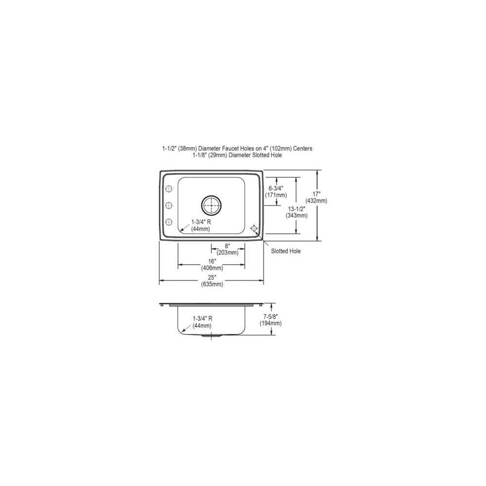 Elkay DRKRC2517C Stainless-Steel Single Bowl Top Mount Sink Kit 18 Gauge