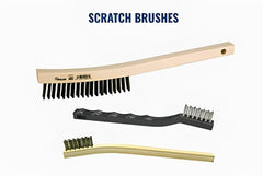 Weiler 44062 Shoe Handle Scratch Brush, 10 in, 2X17 Rows, Stainless Steel Wire, Wood Handle