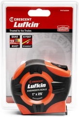 Lufkin PHV1425DN 1 x 25 Feet P1000 Series Hi-Viz Orange Engineers Yellow Clad A4 Blade Power Return Tape Measure