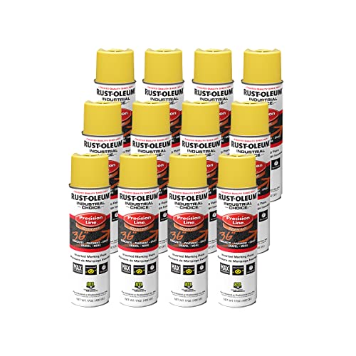 Rust-Oleum 203025V Industrial Choice Inverted Marking Spray Paint 17 Oz High Visibility Yellow 12 Pack