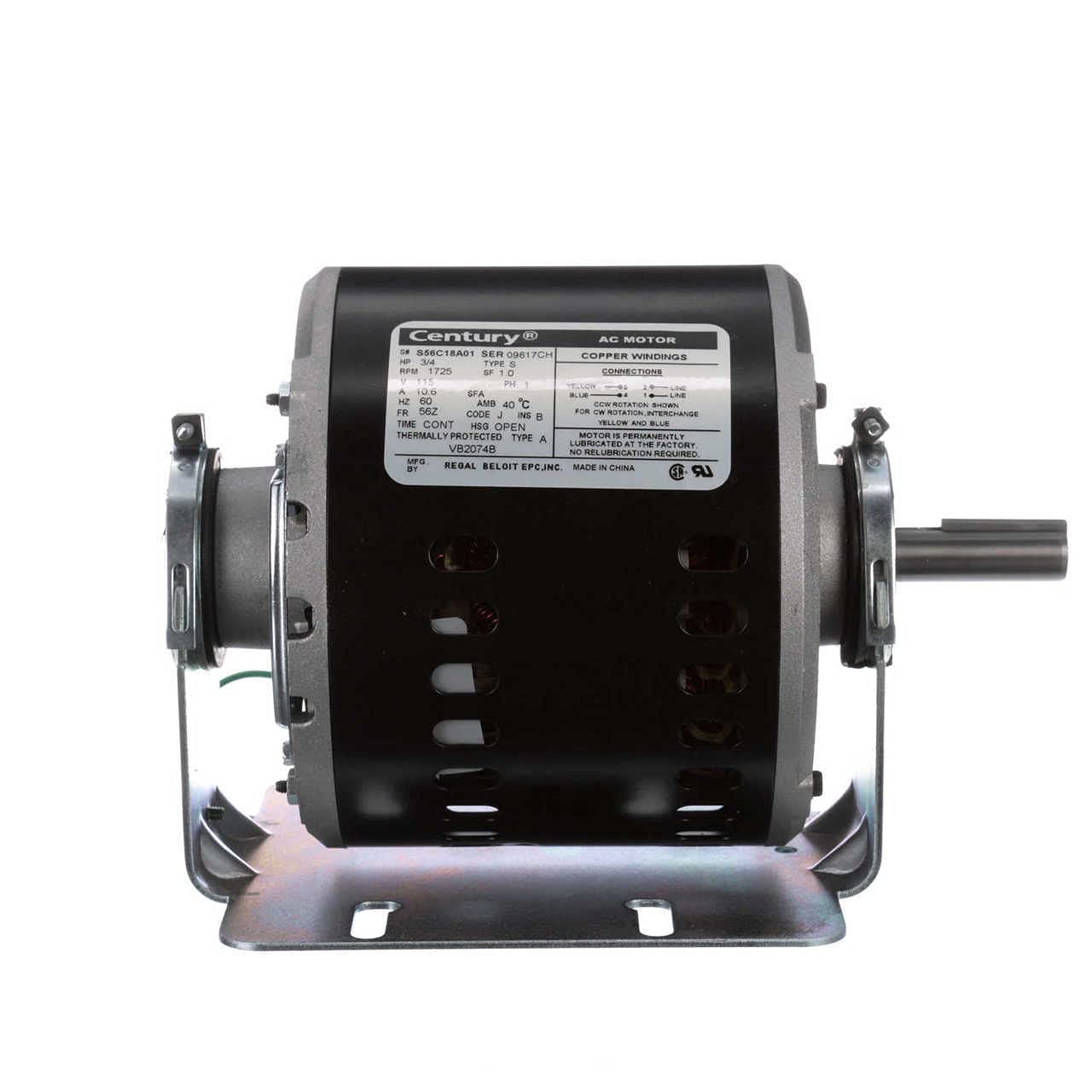 Century VB2074B Evaporative Cooler Motor 115V 3/4HP 1725RPM