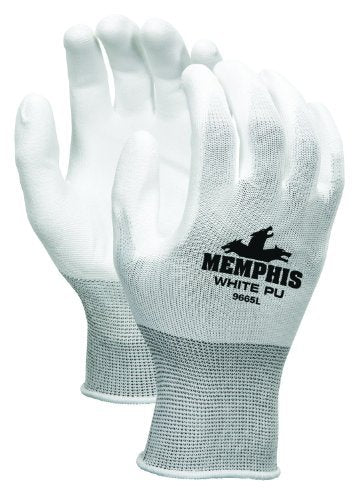 Mcr Safety 9665S Pu Coated Nylon Glove Small White Pack of 12