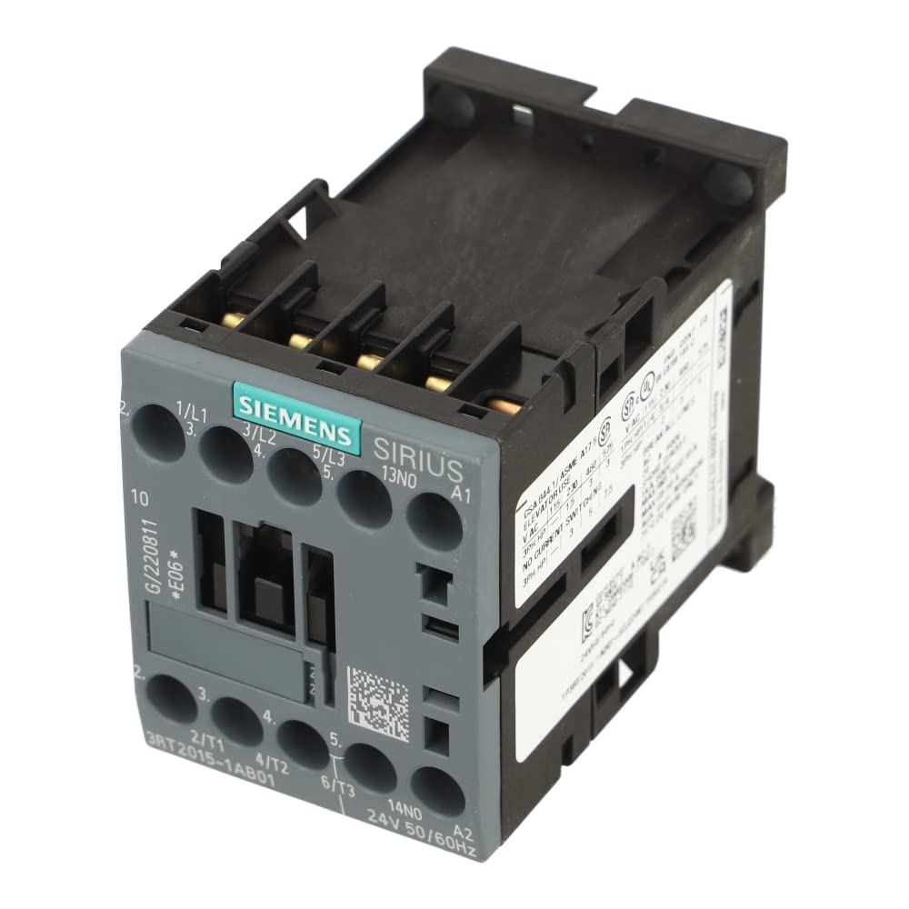 Siemens 3RT20151AB01 24V 7 Amp 3-Pole 1 NO Screw Terminal IEC Contactor