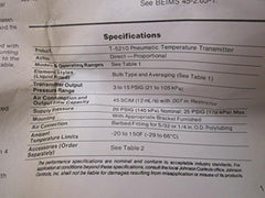 Johnson Controls T-5210-1113 Pneumatic Temperature Transmitter