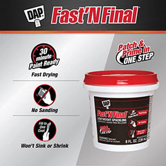 DAP 12140 DAP 12140 Fast N Final Interior Exterior Spackle Power 8 Fl Oz Pack of 1