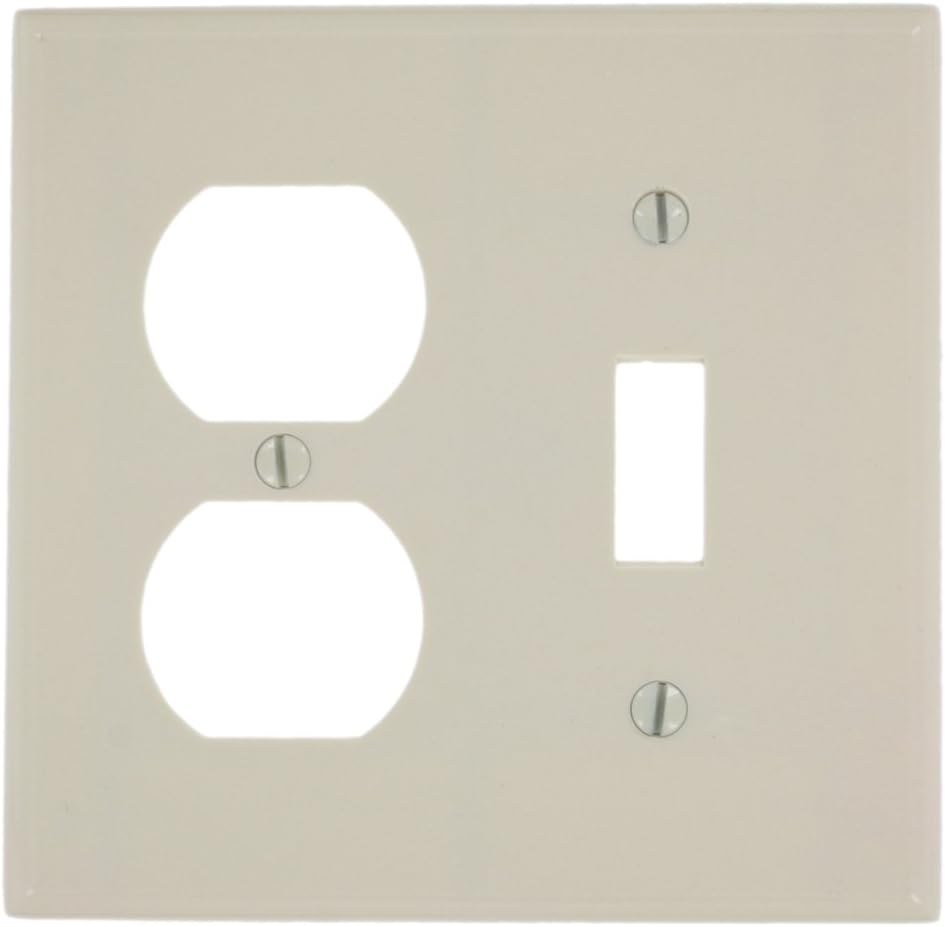 Leviton 78005 2-Gang 1-Toggle 1-Duplex Device Combination Wallplate Standard Size Thermoset