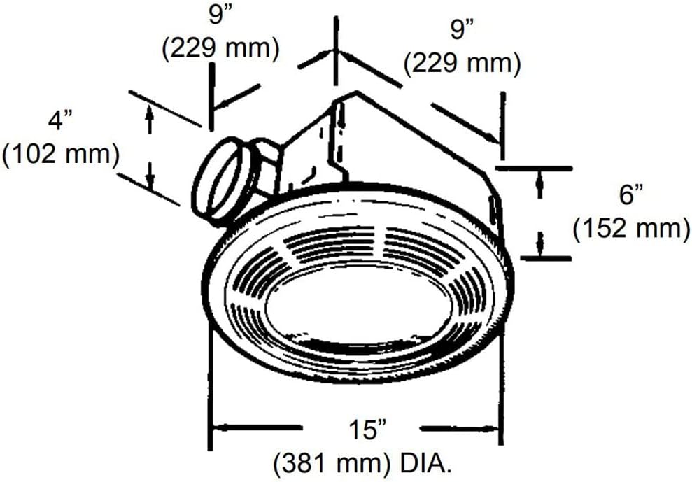 Broan-NuTone 8664RP Exhaust Fan and 100-Watt Incandescent Light with Glass Lens 100-Watts 100 CFM White