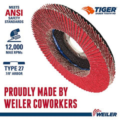 Weiler 50131 Saber Tooth High Density Flap Disc 4-1/2 inch 60 Grit