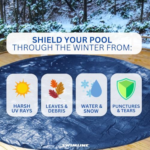 Swimline PCO81628 Deluxe 12 x 24 Foot Oval Winter Pool Cover 4 Foot Overlap Blue/Black