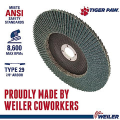 Weiler 51145 Tiger Paw Abrasive Flap Disc 40 Grit 7/8 Arbor 10 Pack