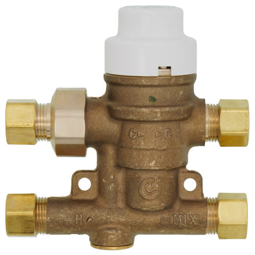 Caleffi 521201AP SinkMixer Scald Protection 4-Way Thermostatic Mixing Valve with Fitting Package 0.52 CV