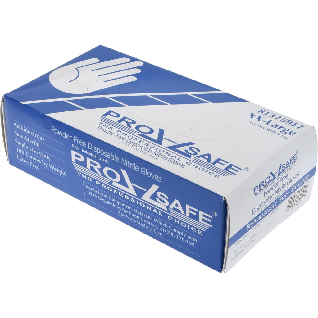PRO-SAFE Pro-safe D5000XXL Disposable Nitrile Gloves 5 Mil 2XL 100ct